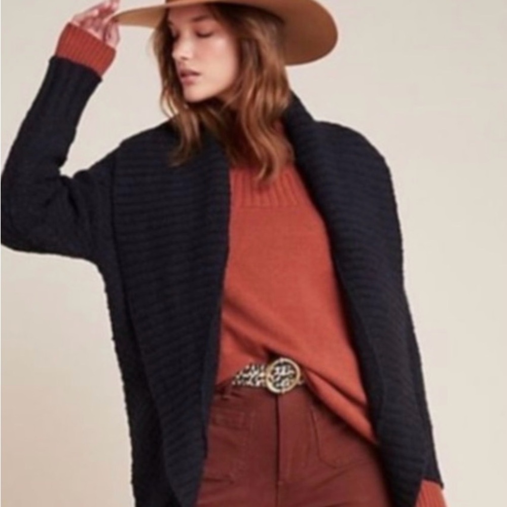 Anthropologie | Black Denise Cocoon Open Cardigan | Sz S